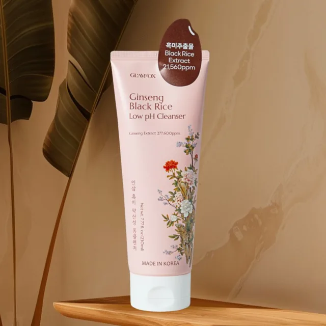 GLAMFOX - Ginseng Black Rice Low pH Cleanser - Ženšenový cleanser s nízkým pH a s extrakty z černé rýže - 230 ml