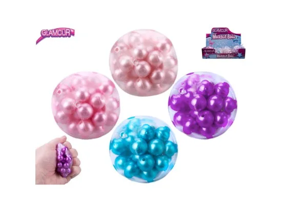 Glamour antistresový míček s křupajícími kuličkami 5cm, různé varianty