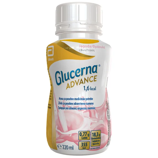 Glucerna Advance 1.6kcal jahodová příchuť 4x220ml