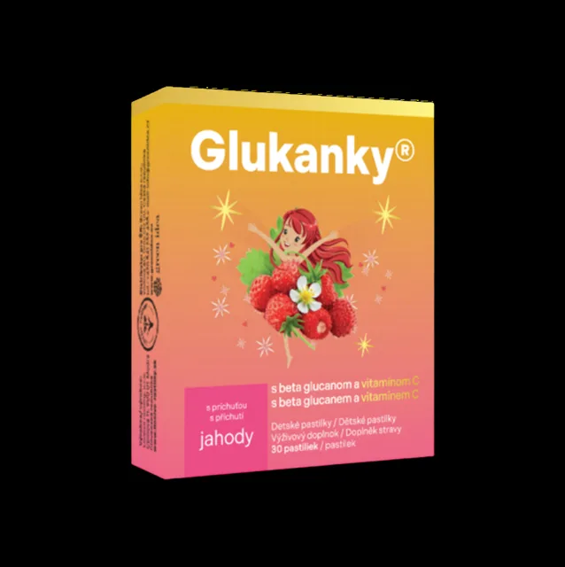 Glukánky – dětské pastilky s jahodovou příchutí 30 ks – Green idea