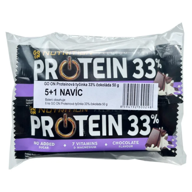 GO ON Proteinové tyčinky 33% čokoláda 5 +1 kus ZDARMA