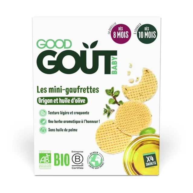 GOOD GOUT Bio wafle s oregánem a olivovým olejem 8m+ 24 g