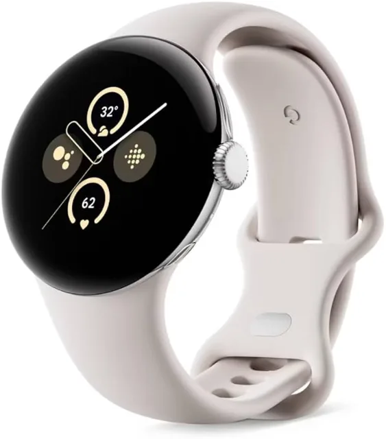 Google Pixel Watch LTE 41 mm – Polished Silver / Chalk Active Band