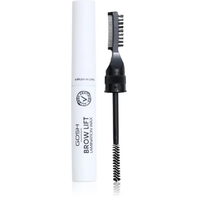 GOSH COPENHAGEN Brow Lift Lamination Wax fixační vosk na obočí s kartáčkem 2 v 1 odstín 001 Clear 6 ml