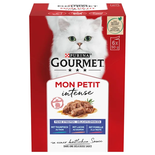 Gourmet, 4 balení - 3 + 1 zdarma - tuňák, losos, pstruh (24 x 50 g)