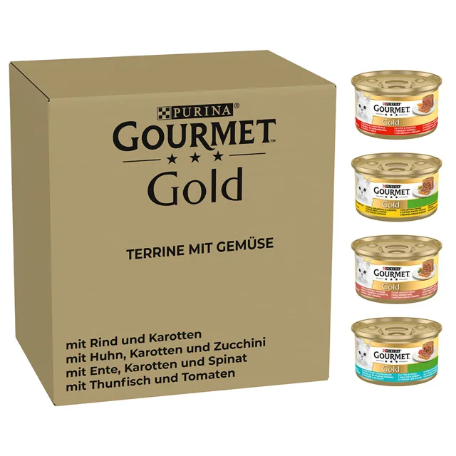 Gourmet Gold 96 x 85 g + 24 x 85 g Gourmet Mousse masový mix zdarma - Rafinované ragú II - hovězí s rajčaty, kuřecí, jehněčí, krocaní 96 x 85 g + masový mix (králičí, telecí, hovězí, jehněčí) 24 x 85 g