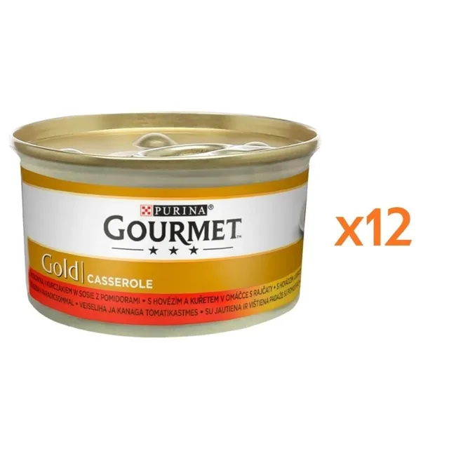 GOURMET Gold Casserole s hovězím masem a kuřecím masem v omáčce 12x85 g