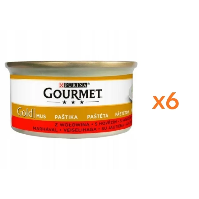 GOURMET Gold Hovězí pěna pro kočky 6x85 g
