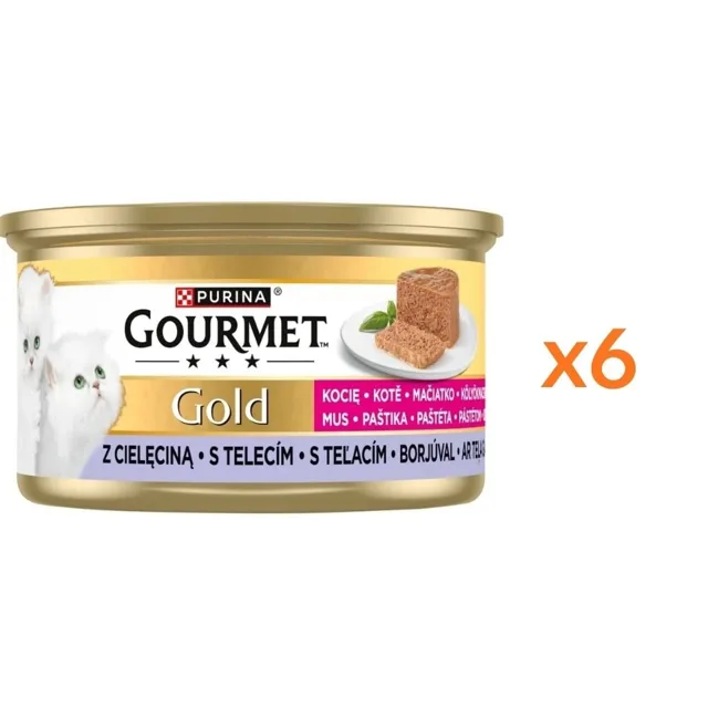 GOURMET Gold Kitten Mousse s telecím masem 12x85g mokré krmivo pro koťata