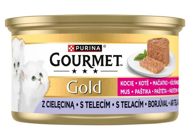 GOURMET Gold Kitten Mus s telecím 85g konzerva pro koťata