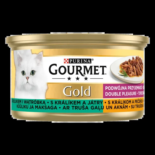 Gourmet Gold Konzerva pro kočky Double Pleasure s králíkem a játry 85 g