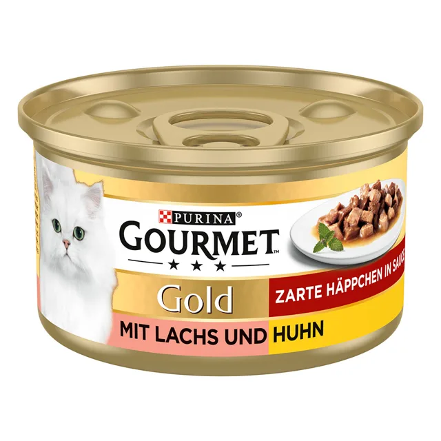 Gourmet Gold konzervy jemné kousky 48 x 85 g - losos & kuře