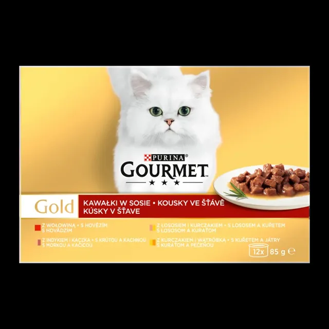 Gourmet Gold Konzervy pro kočky Kousky ve šťávě Gold 12x 85 g