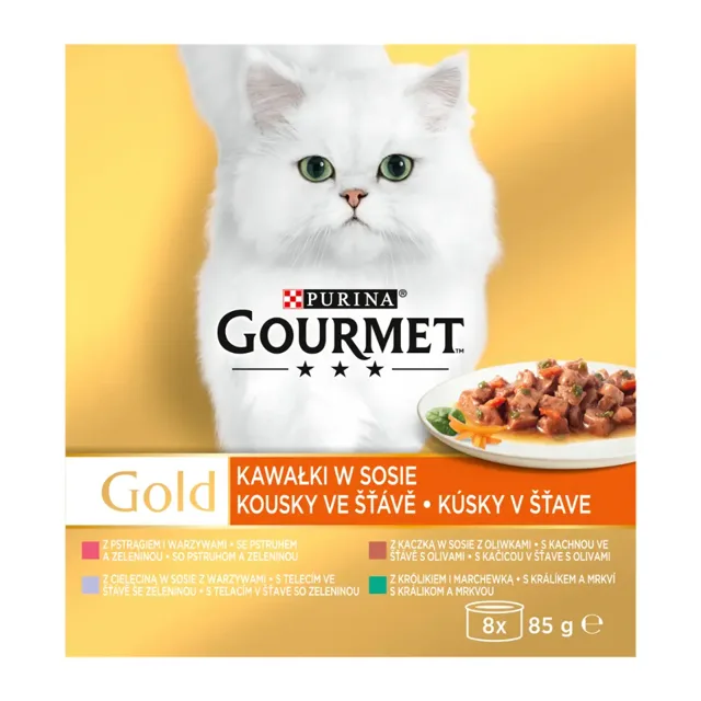 Gourmet Gold Konzervy pro kočky kousky ve šťávě se zeleninou multipack 8x 85 g 680 g
