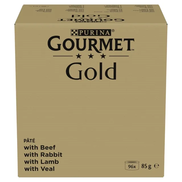 GOURMET Gold Mousse 96x85g s hovězím, králičím, jehněčím a telecím masem, mokré krmivo pro kočky