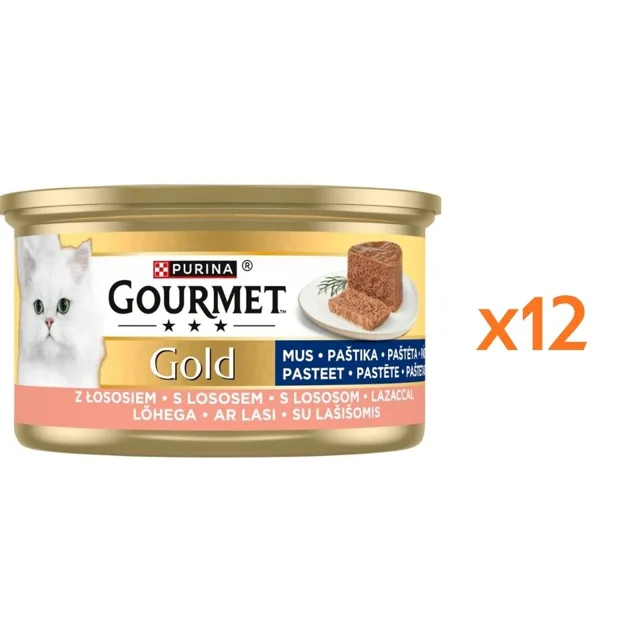 GOURMET Gold Mousse s lososem 12x85g mokré krmivo pro kočky