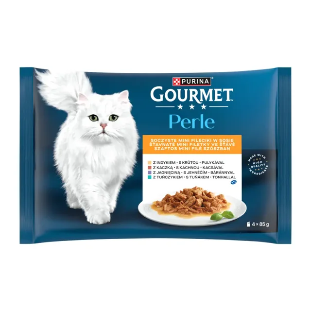 Gourmet Kapsičky pro kočky Perle mini filetky ve šťávě multipack 4x 85 g 340 g
