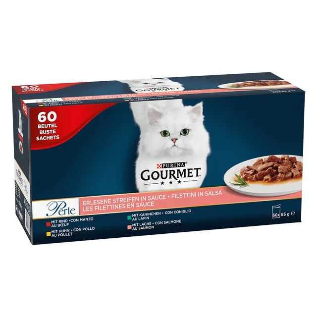 Gourmet Perle kapsičky 60 x 85 g - jemné kousky z moře v omáčce (4 druhy)