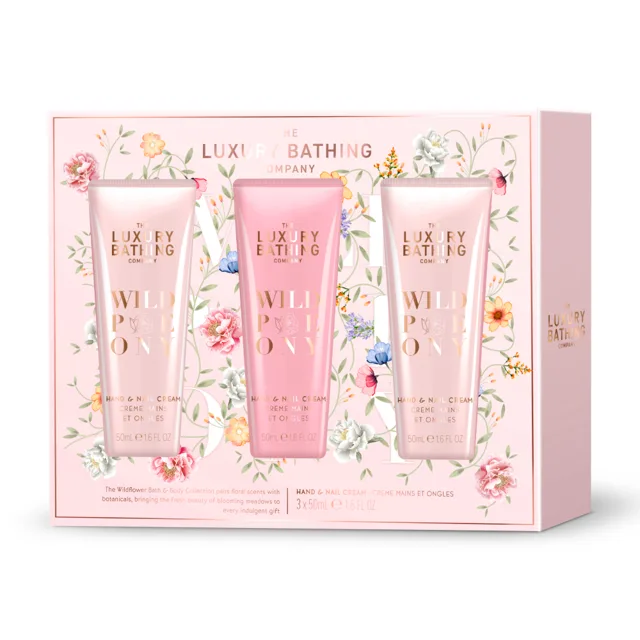 Grace Cole Dárková sada krémů na ruce Pivoňka, Broskev & Malina 3x50 ml