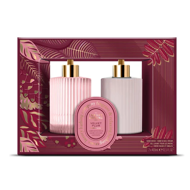 Grace Cole Dárková sada péče o ruce Velvet Plum & Soft Suede 2 ks