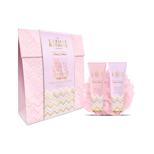 Grace Cole Dárková sada péče o tělo s houbičkou Pomeranč & Ylang Ylang 3 ks