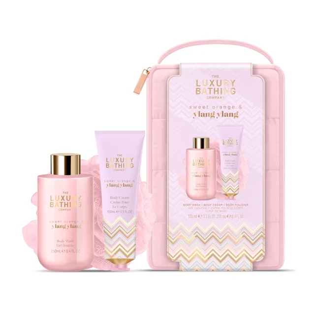 Grace Cole Dárková sada péče o tělo v taštičce Pomeranč & Ylang Ylang 3 ks