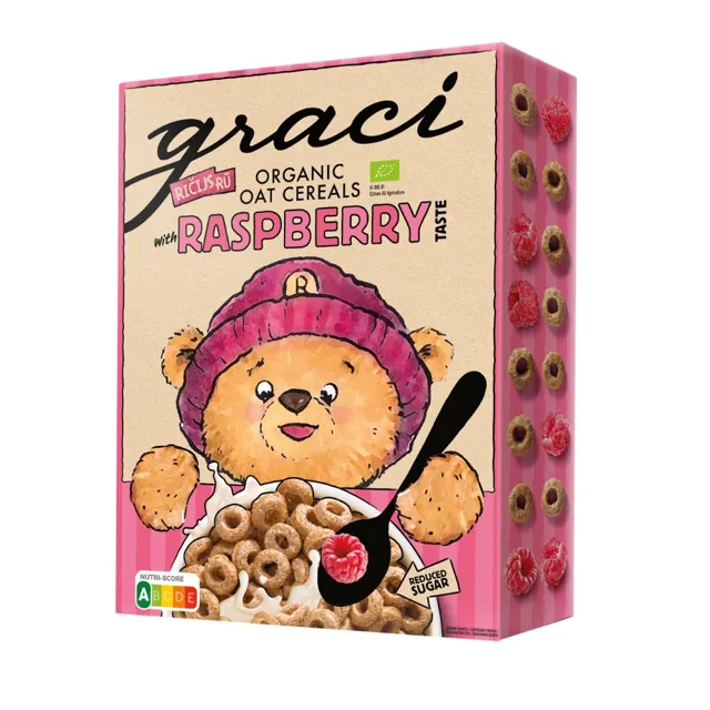 Graci Dětské cereální malinové kroužky BIO 300 g