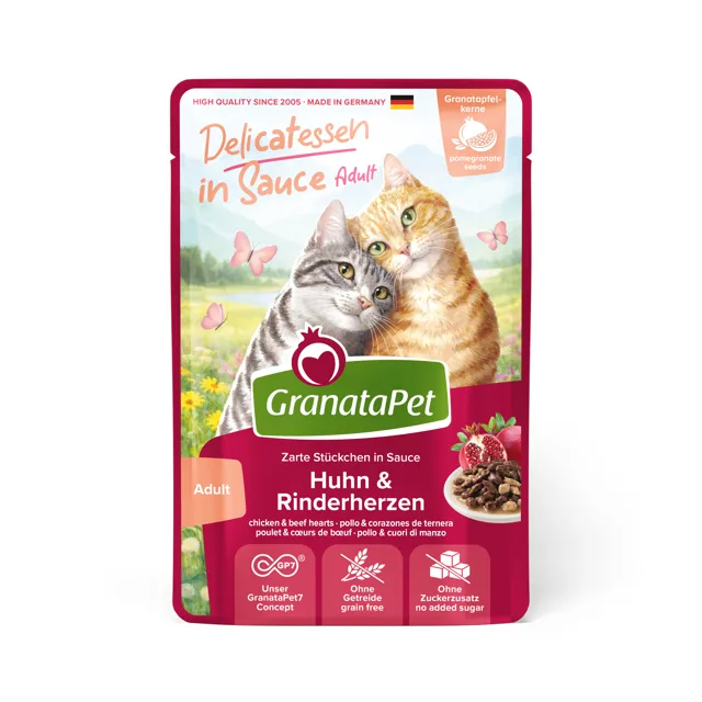 GranataPet Delicatessen v omáčce 24 x 100 g výhodné balení - kuřecí a hovězí srdce