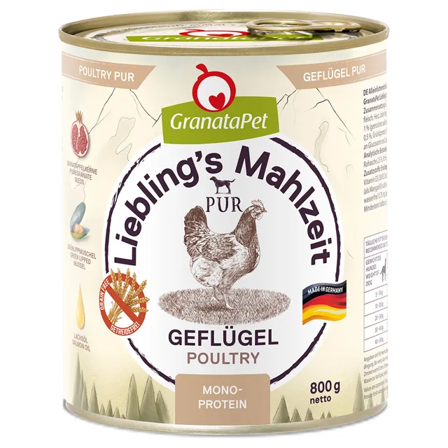 GranataPet Liebling's Mahlzeit PUR 12 x 800 g - výhodné balení - letní edice - Surf'n'Turf