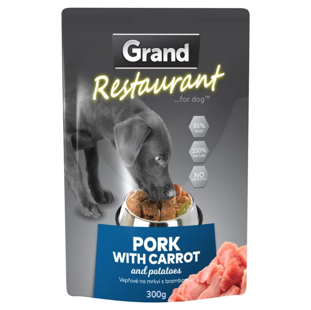 GRAND Restaurant vepřové na mrkvi kapsa pro psy 300 g