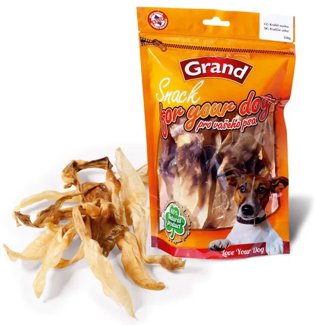 Grand sušené králičí ouško pro psa | 100g