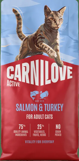 Granule CARNILOVE Active pro dospělé kočky losos a krůta 6 kg