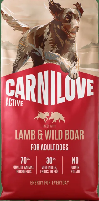 Granule CARNILOVE Active pro dospělé psy jehněčí a divočák 12 kg