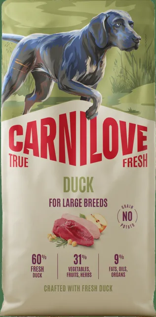 Granule CARNILOVE True Fresh pro dospělé psy velkých plemen kachna 12 kg