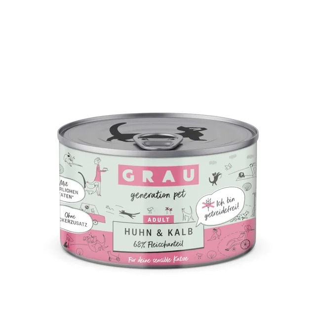 GRAU Adult bez obilovin 12 x 200 g - kuřecí, mrkev a šanta kočičí