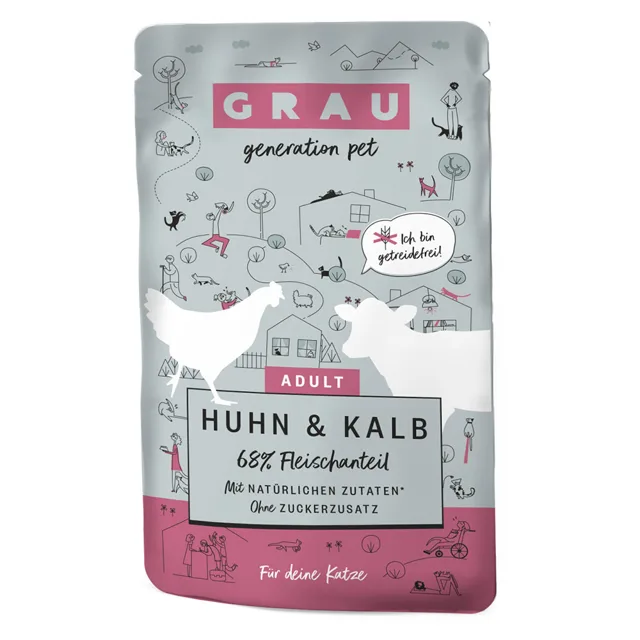 GRAU Adult bez obilovin 16 x 125 g - kuřecí a telecí