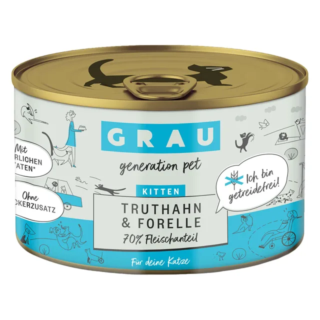 GRAU Kitten bez obilovin 12 x 200 g - krocaní a pstruh