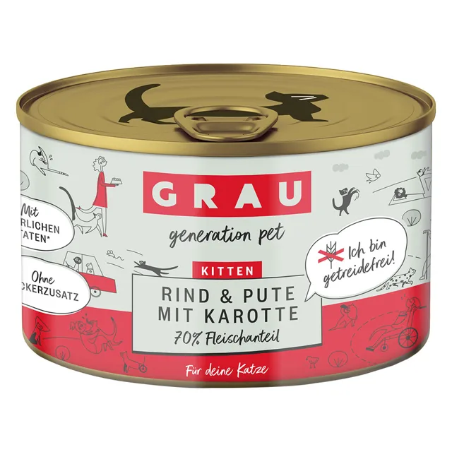 GRAU Kitten bez obilovin 6 x 200 g - kuřecí a kachní