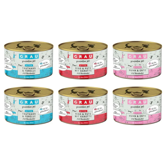 GRAU Kitten Multipack - 6 x 200 g (3 druhy)