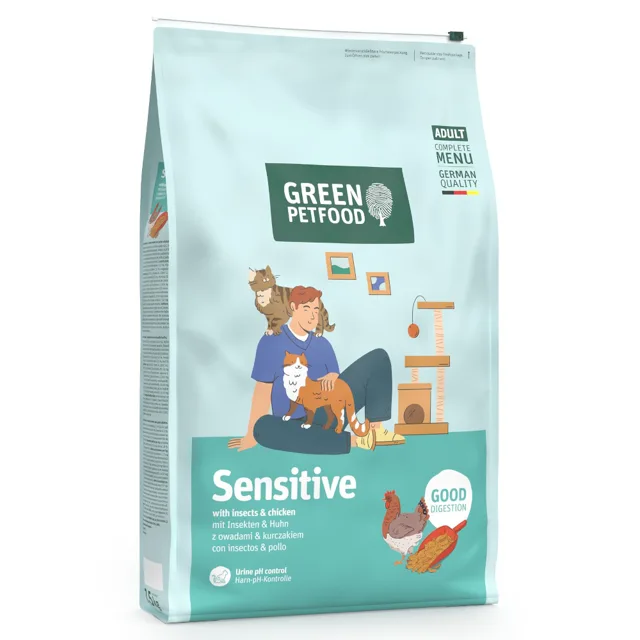 Green Petfood Adult Sensitive Good Digestion s hmyzem a kuřecím - výhodné balení: 2 x 7,5 kg