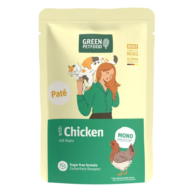 GREEN PETFOOD Cat Paté with Chicken 85 g s kuřecím masem, paštika pro kočky