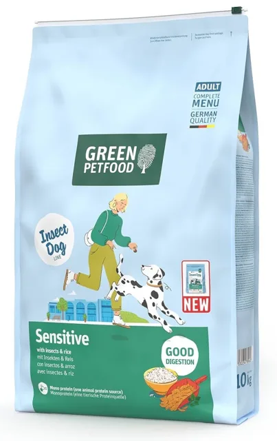 GREEN PETFOOD InsectDog Sensitive 10 kg krmivo s rýží a hmyzem pro dospělé psy s citlivým trávicím systémem