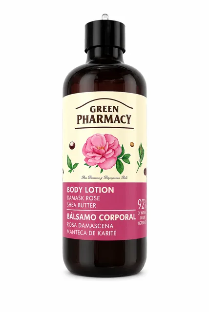 Green Pharmacy telové mlieko s damašskou ružou a bambuckým s máslem, 400 ml (poškozený aplikátor)