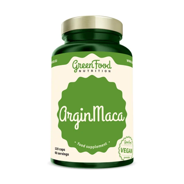 GreenFood Nutrition ArginMaca – Arginin a Maca peruánská, 120 vegan kapslí