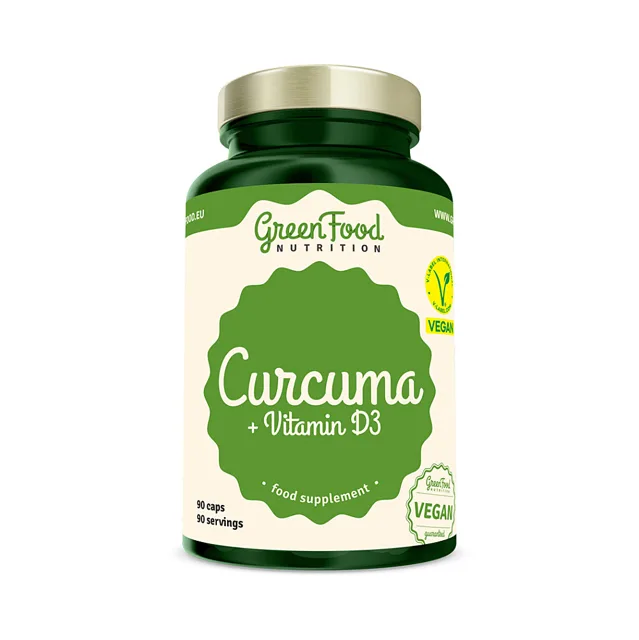 GREENFOOD NUTRITION Curcuma a vitamin D3 90 kapslí