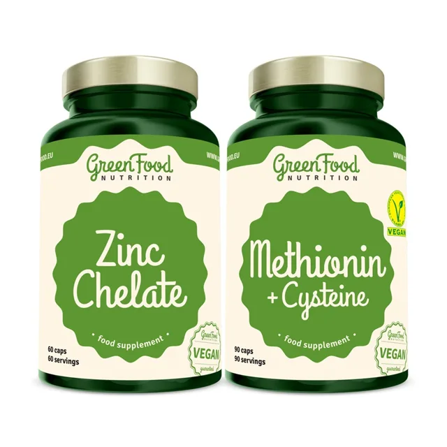 GreenFood Nutrition Methionin + Cysteine + Zinc Chelate dvojbalení 90+60 kapslí