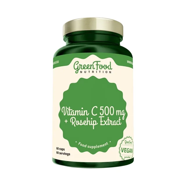 GREENFOOD NUTRITION Vitamin C 500 + extrakt ze šípků 60 kapslí