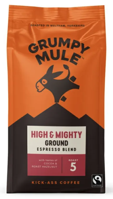 Grumpy Mule High & Mighty Ground Coffee, 100 % Arabica, mletá káva, BIO, 200 g