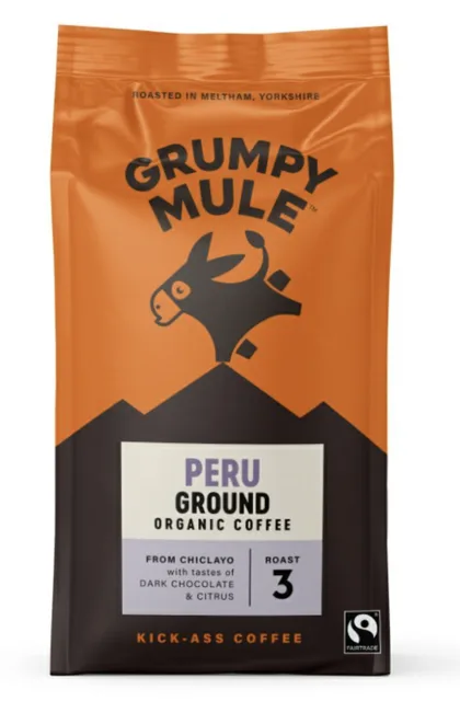 Grumpy Mule Peru Ground Coffee, 100% Arabica, mletá káva, BIO, 200 g