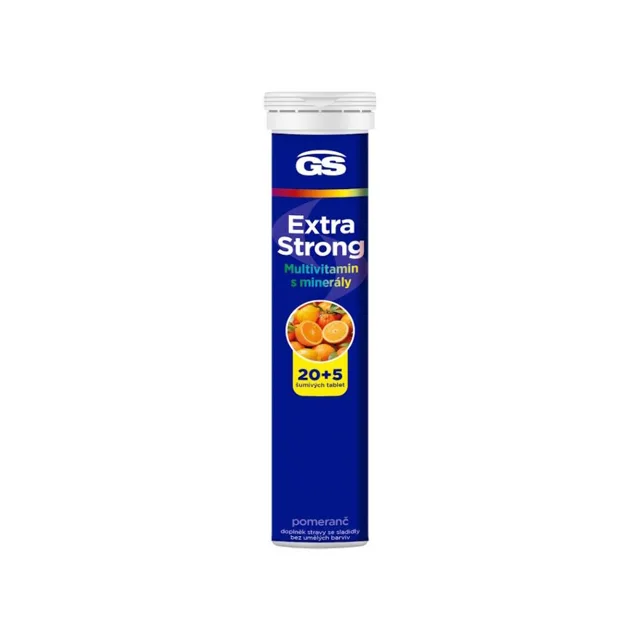 GS Extra strong multivitamín s minerály pomeranč 25 šumivých tablet
